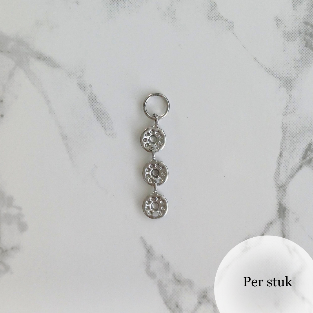 Mix & match bedel met 3 schijfjes zilverkleur