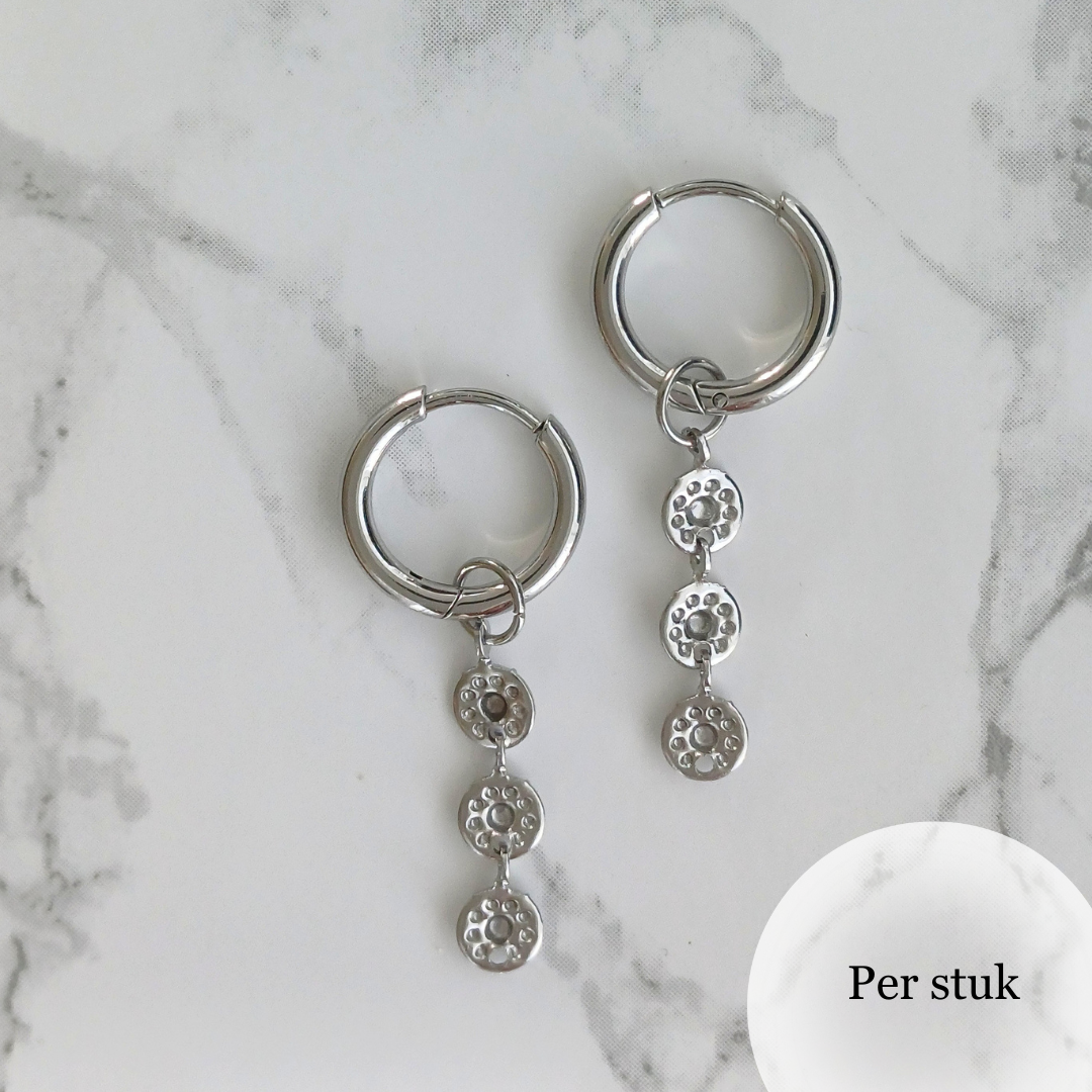 Mix & match bedel met 3 schijfjes zilverkleur