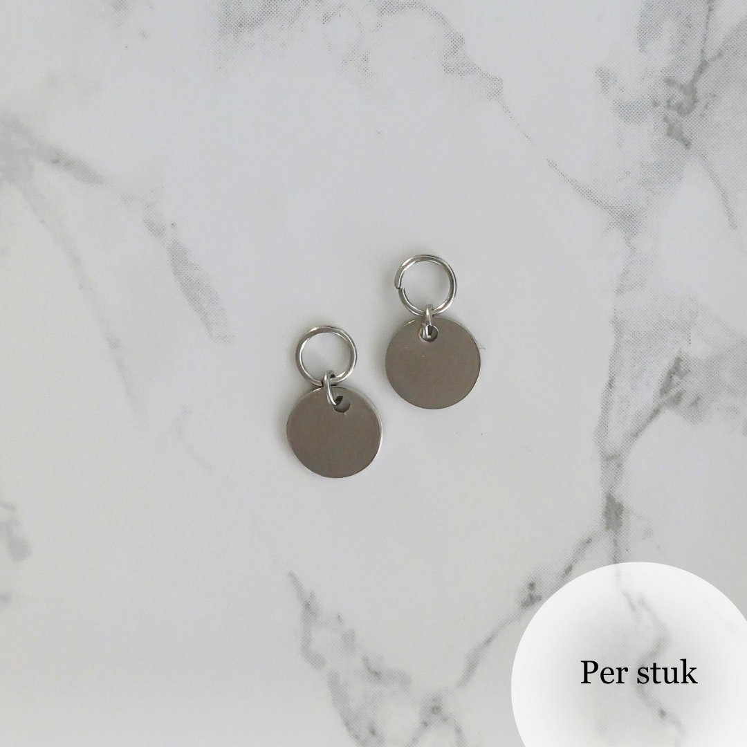 Mix & match oorbel bedel RVS rondje zilverkleur