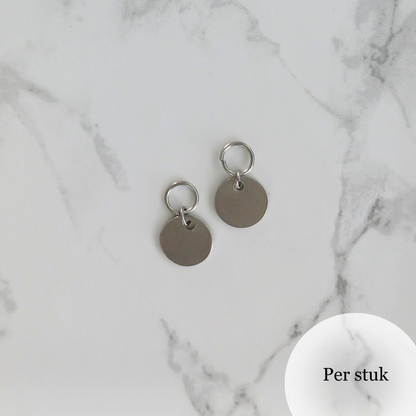 Mix & match oorbel bedel RVS rondje zilverkleur