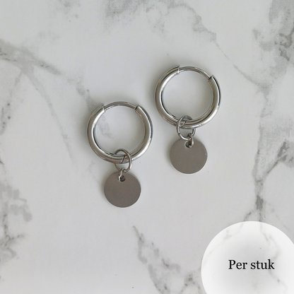 Mix & match oorbel bedel RVS rondje zilverkleur