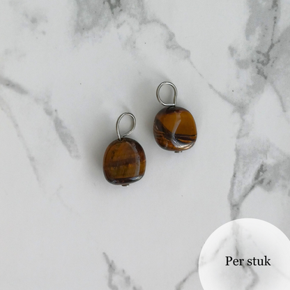 Mix & match oorbel bedels met tijgeroog zilverkleur