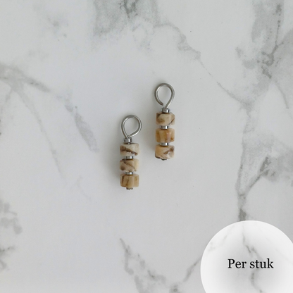 Mix & match bedel met edelsteen disc kralen – zilverkleurig RVS