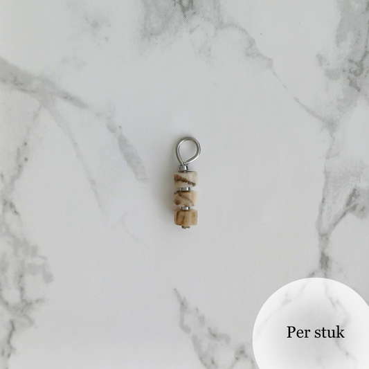 Mix & match bedel met edelsteen disc kralen – zilverkleurig RVS