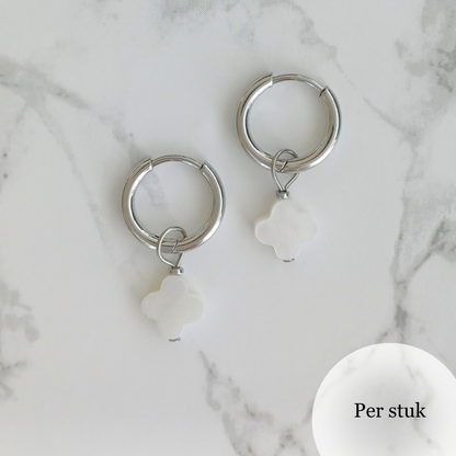 Mix & match bedel met schelp klavertje zilverkleur