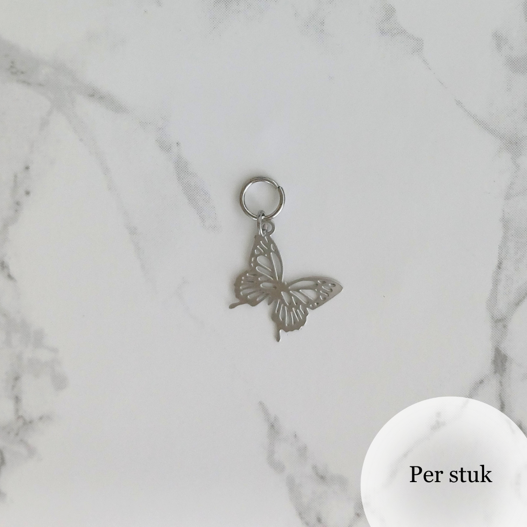 Mix & match oorbel bedel vlinder zilverkleur