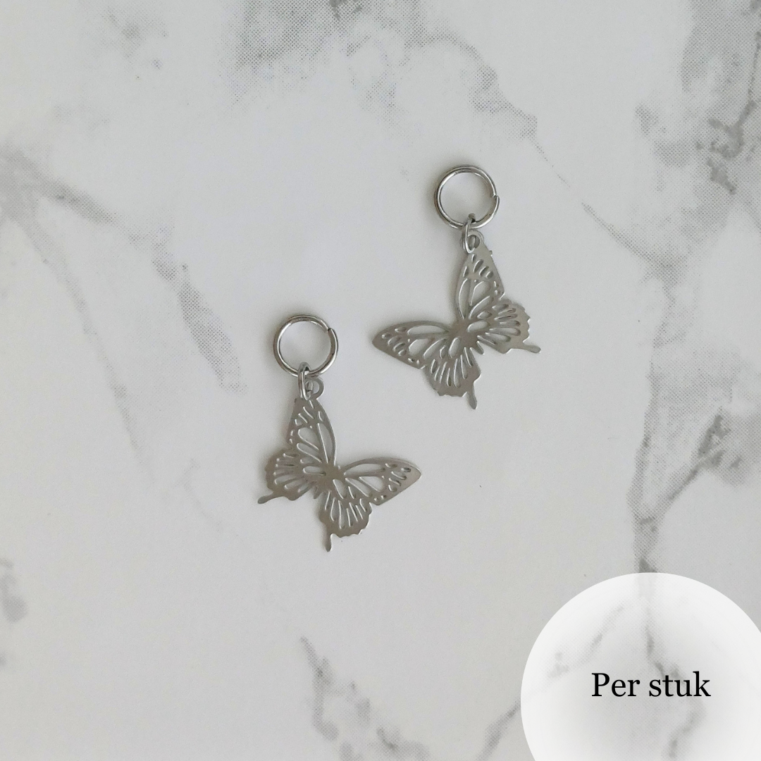 Mix & match oorbel bedel vlinder zilverkleur