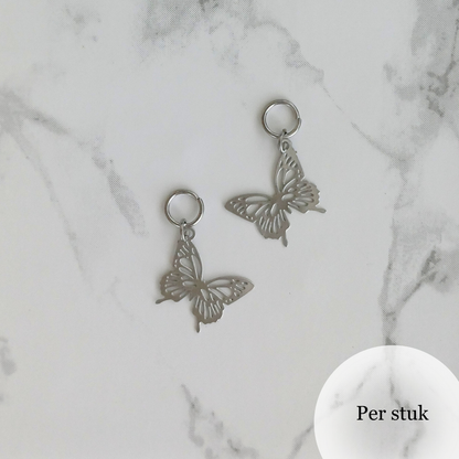 Mix & match oorbel bedel vlinder zilverkleur