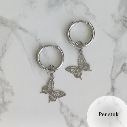 Mix & match oorbel bedel vlinder zilverkleur