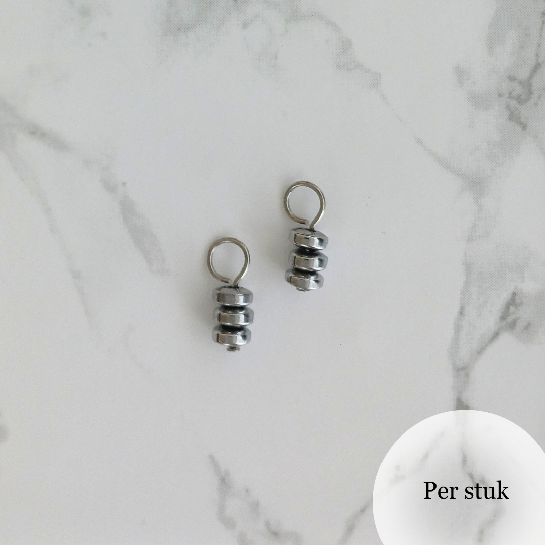 Mix & match bedel met stijlvolle hematietkraaltjes zilverkleur