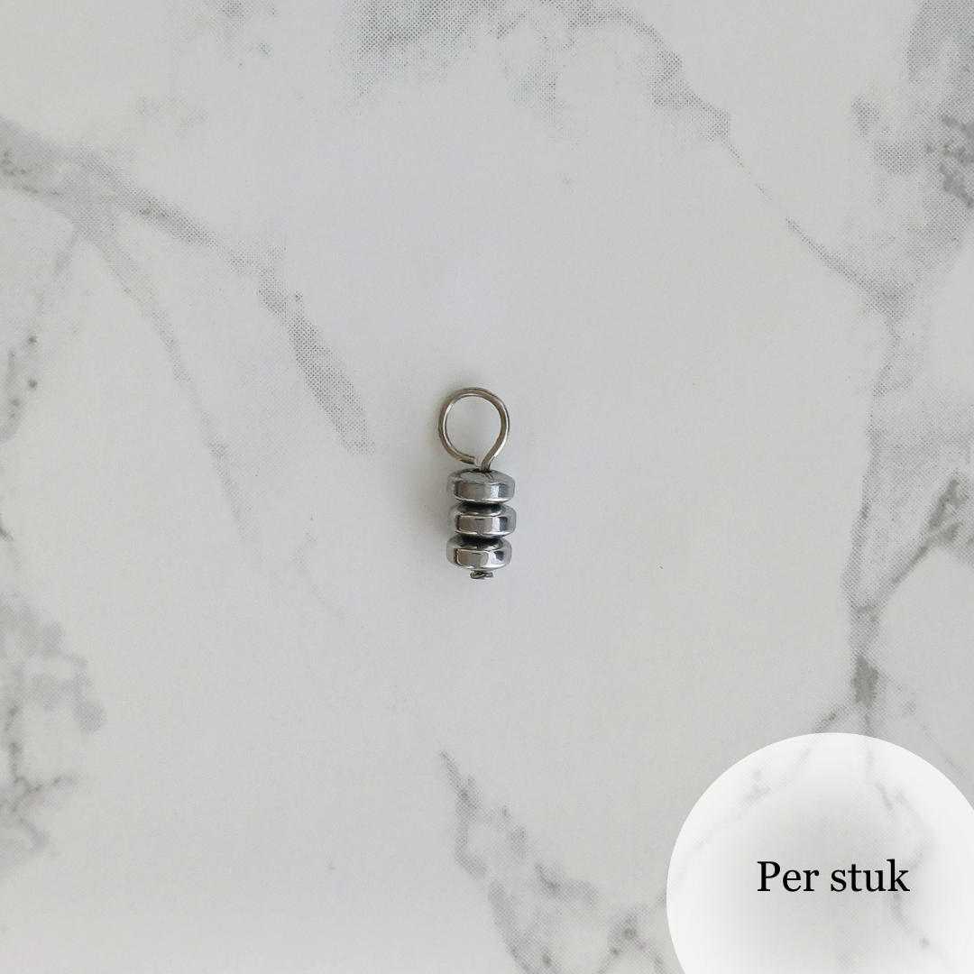 Mix & match bedel met stijlvolle hematietkraaltjes zilverkleur