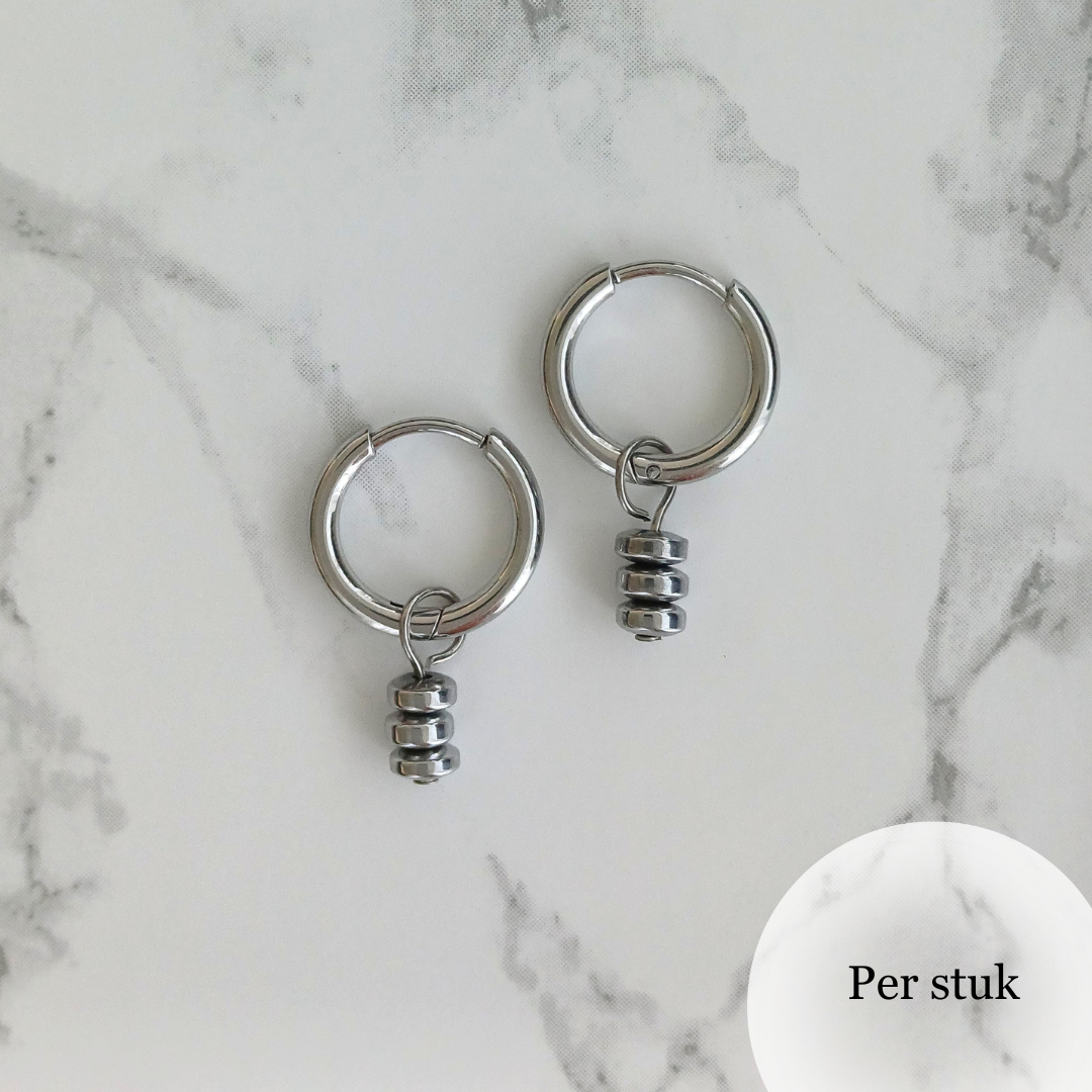 Mix & match bedel met stijlvolle hematietkraaltjes zilverkleur