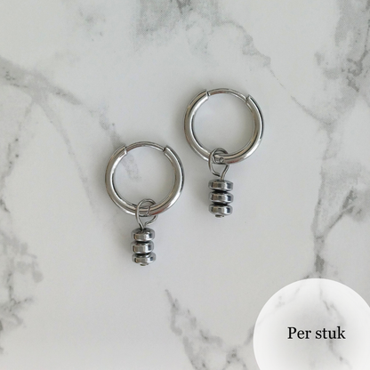 Mix & match bedel met stijlvolle hematietkraaltjes zilverkleur
