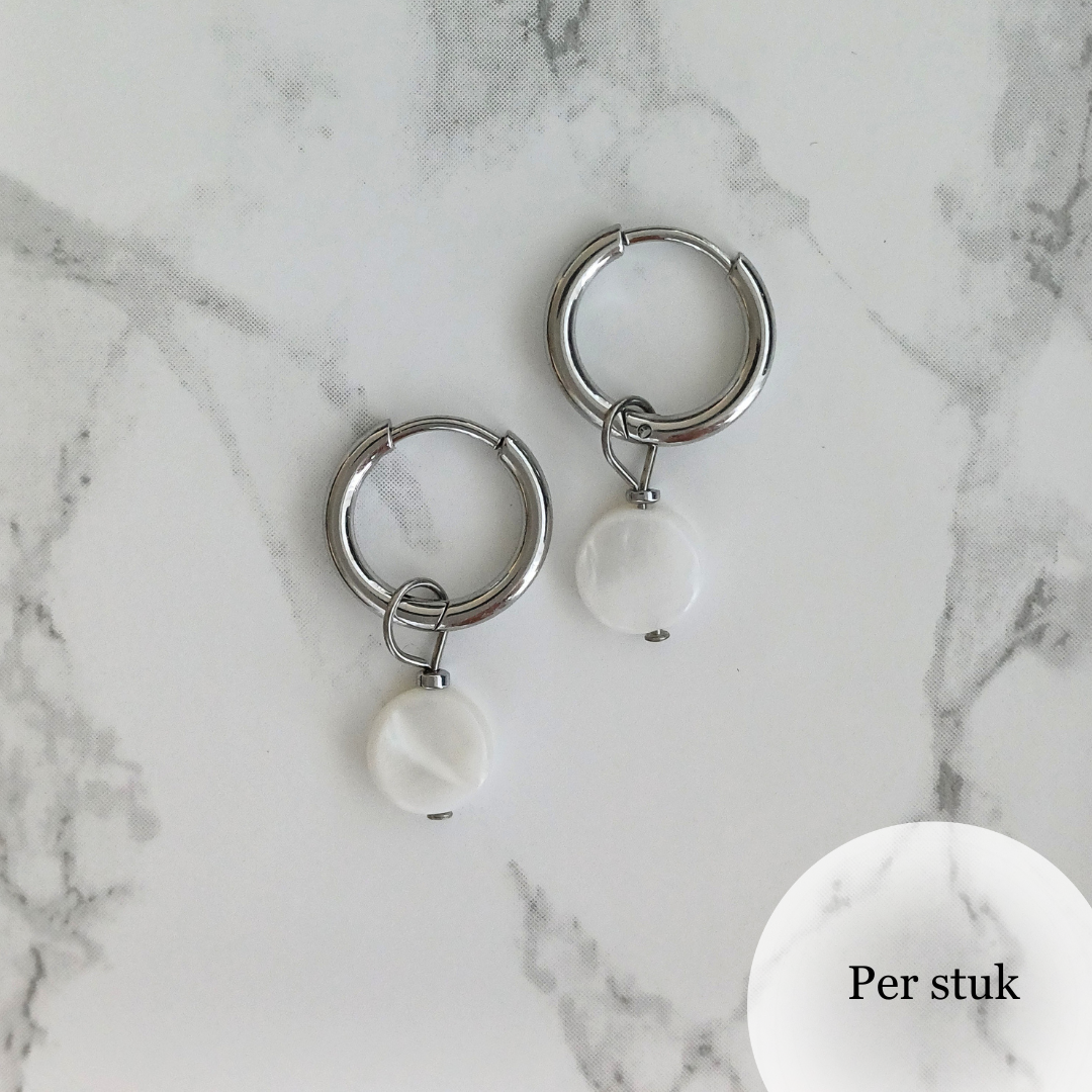 Mix & match bedel met ronde schelpkraal zilverkleur