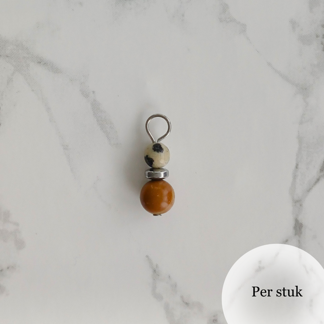Mix & match bedel met grain stone & dalmatiër jaspis – natuurlijk & stijlvol zilverkleur