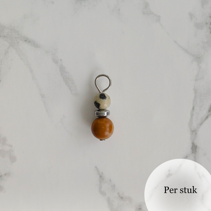 Mix & match bedel met grain stone & dalmatiër jaspis – natuurlijk & stijlvol zilverkleur