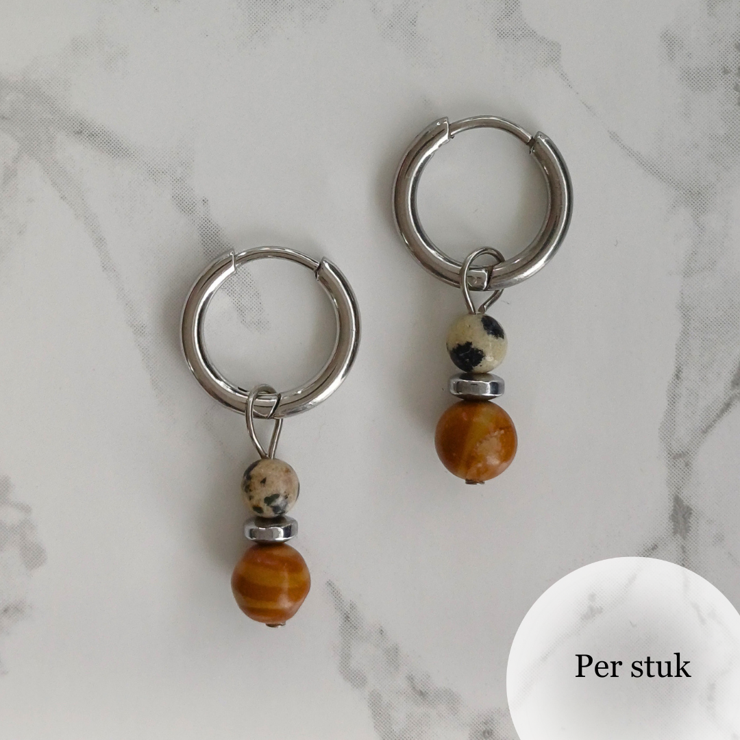 Mix & match bedel met grain stone & dalmatiër jaspis – natuurlijk & stijlvol zilverkleur