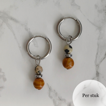Mix & match bedel met grain stone & dalmatiër jaspis – natuurlijk & stijlvol zilverkleur
