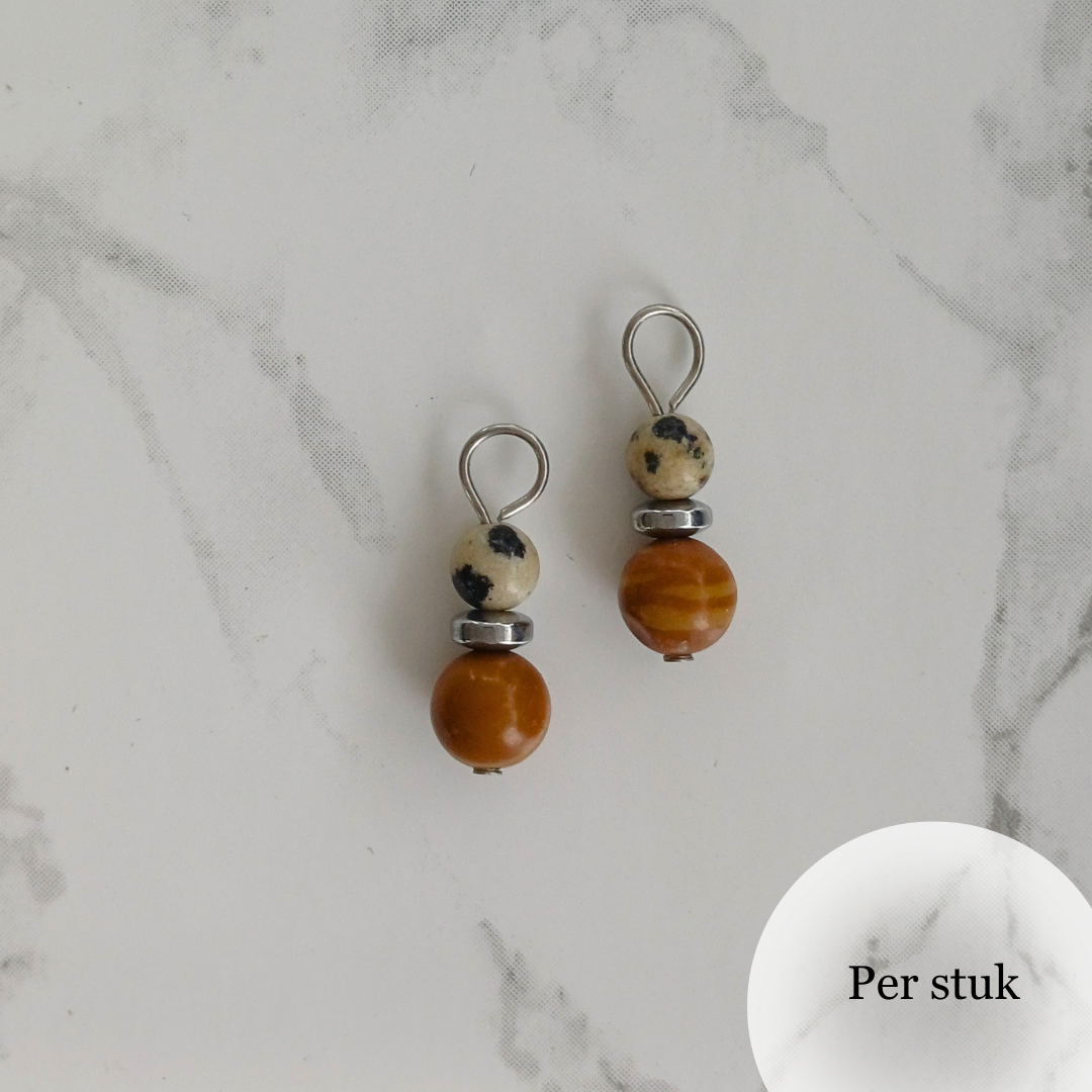 Mix & match bedel met grain stone & dalmatiër jaspis – natuurlijk & stijlvol zilverkleur