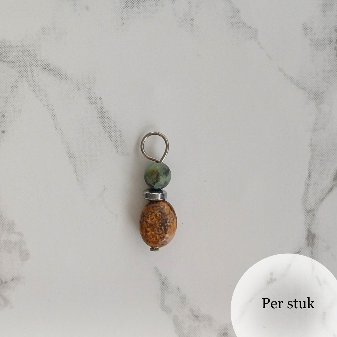 Mix & match bedel met Agaat en Jaspis zilverkleur