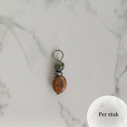Mix & match bedel met Agaat en Jaspis zilverkleur