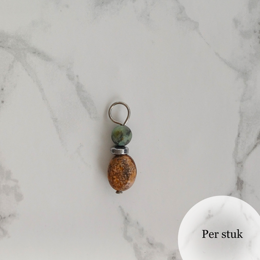 Mix & match bedel met Agaat en Jaspis zilverkleur