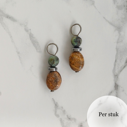 Mix & match bedel met Agaat en Jaspis zilverkleur