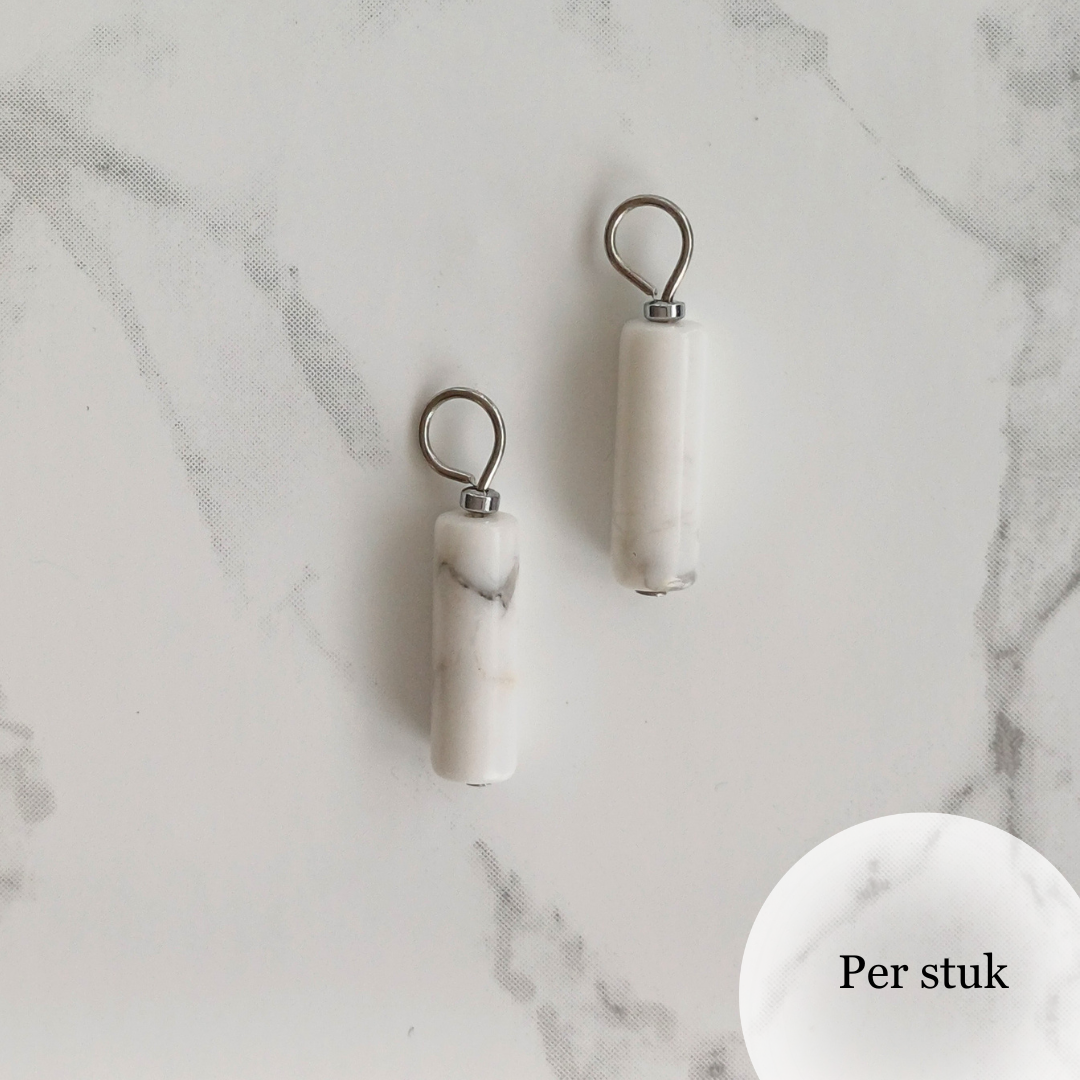 Mix & match oorbel bedel staafvormige Howliet zilverkleur