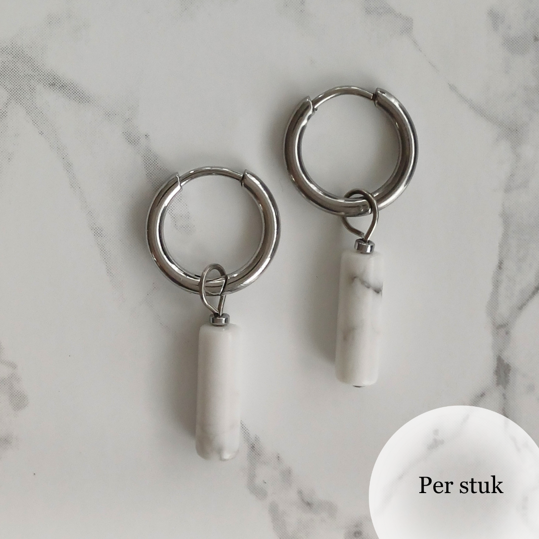 Mix & match oorbel bedel staafvormige Howliet zilverkleur
