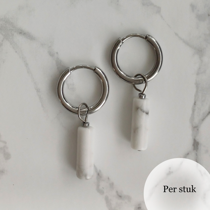 Mix & match oorbel bedel staafvormige Howliet zilverkleur