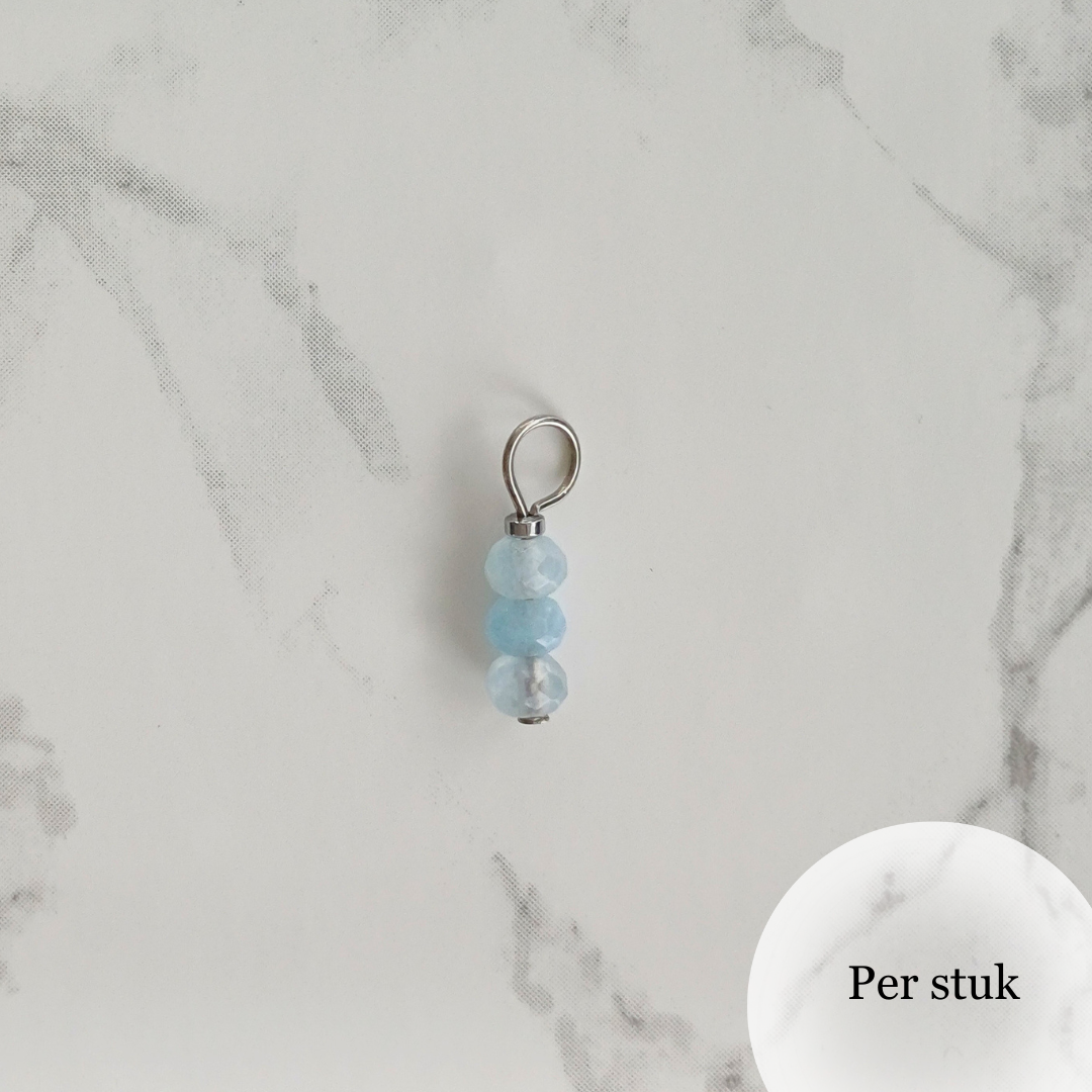 Mix & match oorbel bedel met blauw geslepen kwarts zilverkleur
