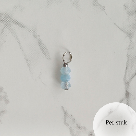 Mix & match oorbel bedel met blauw geslepen kwarts zilverkleur