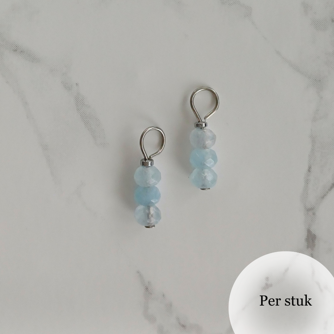 Mix & match oorbel bedel met blauw geslepen kwarts zilverkleur