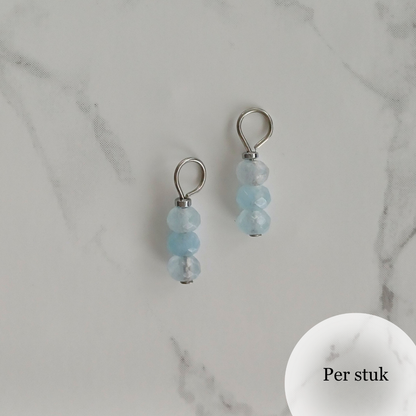 Mix & match oorbel bedel met blauw geslepen kwarts zilverkleur