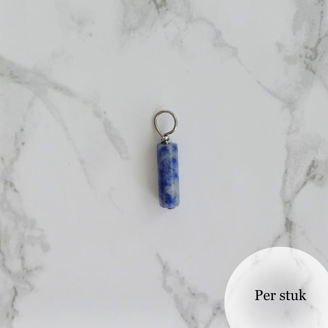 Mix & match oorbel bedel staafvormige Sodaliet zilverkleur