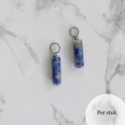 Mix & match oorbel bedel staafvormige Sodaliet zilverkleur