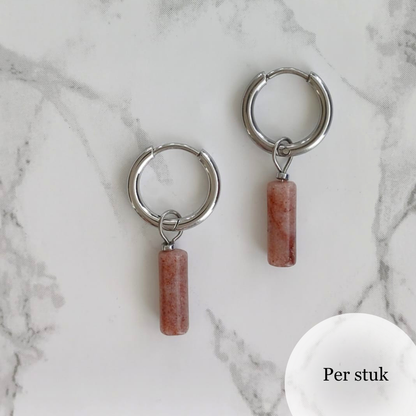 Mix & match oorbel bedel staafvormige aventurijn zilverkleur
