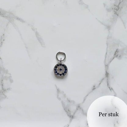 Mix & match bedel met witte en blauwe zirkonia zilverkleur