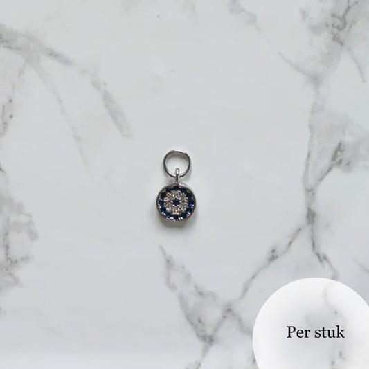 Mix & match bedel met witte en blauwe zirkonia zilverkleur