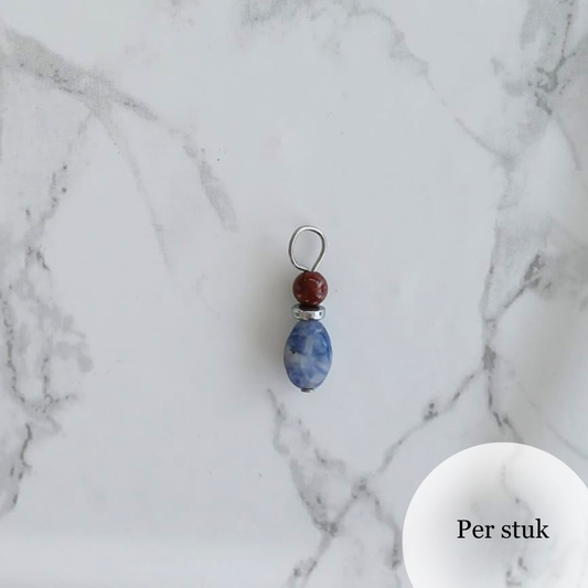 Mix & match bedels met sodaliet en mahony jaspis zilverkleurig