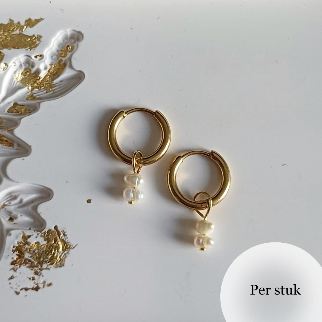 Mix & match bedel met kleine zoetwaterpareltjes goudkleur