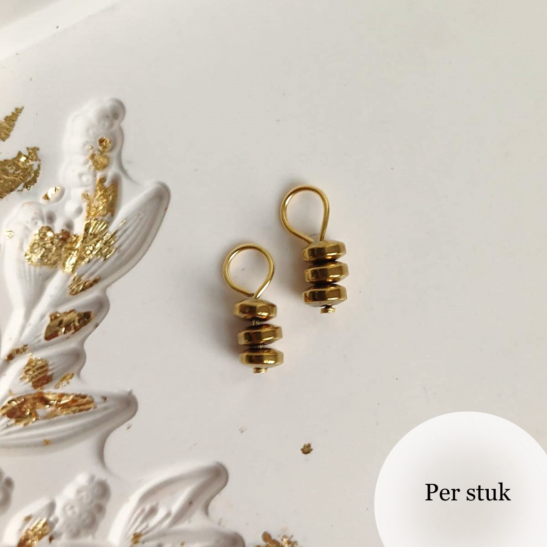 Mix & match bedel met stijlvolle hematietkraaltjes goudkleur