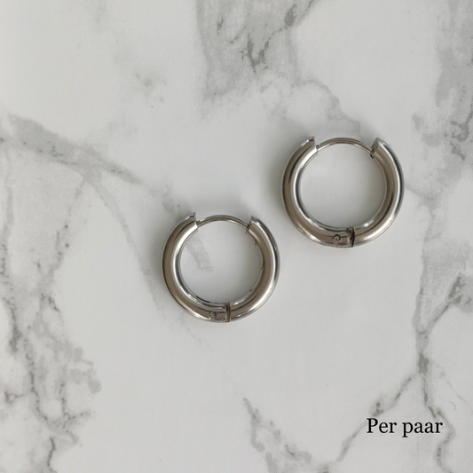 Oorringen groot zilver RVS