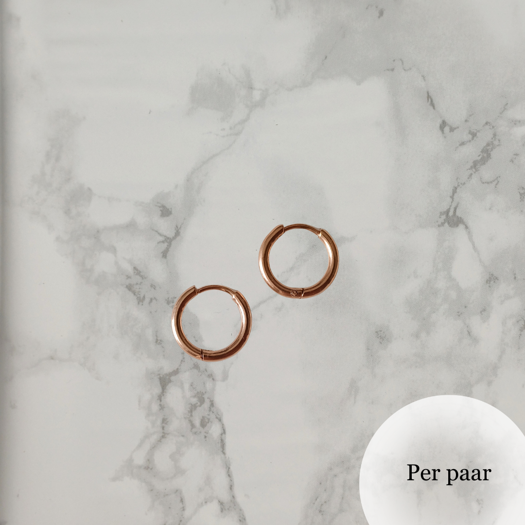 Oorringen rosé goud RVS