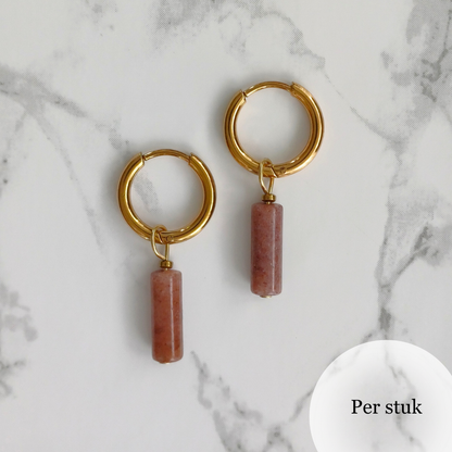 Mix & match oorbel bedel staafvormige aventurijn goudkleur