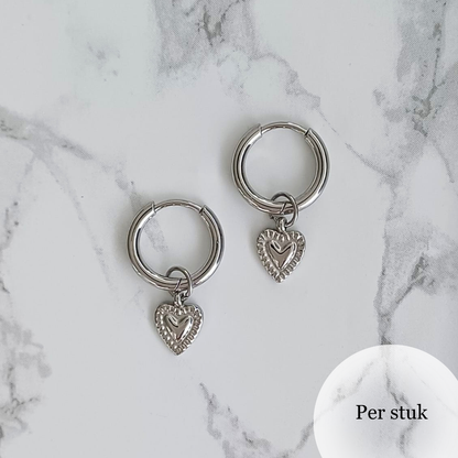 Mix & match bedel met hartjes patroon zilverkleur