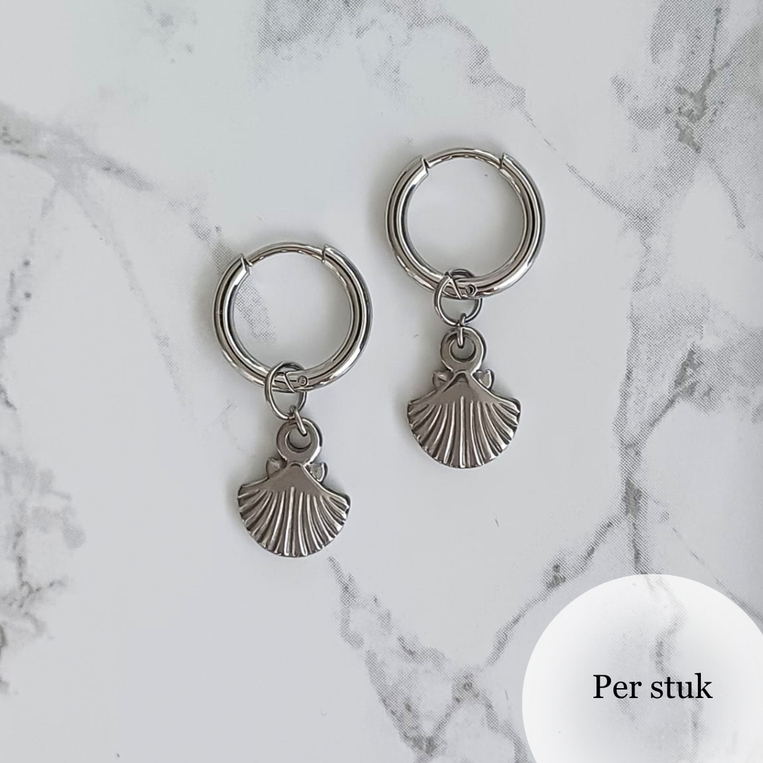 Mix & match bedel met RVS schelp zilverkleur