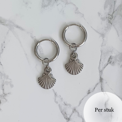 Mix & match bedel met RVS schelp zilverkleur