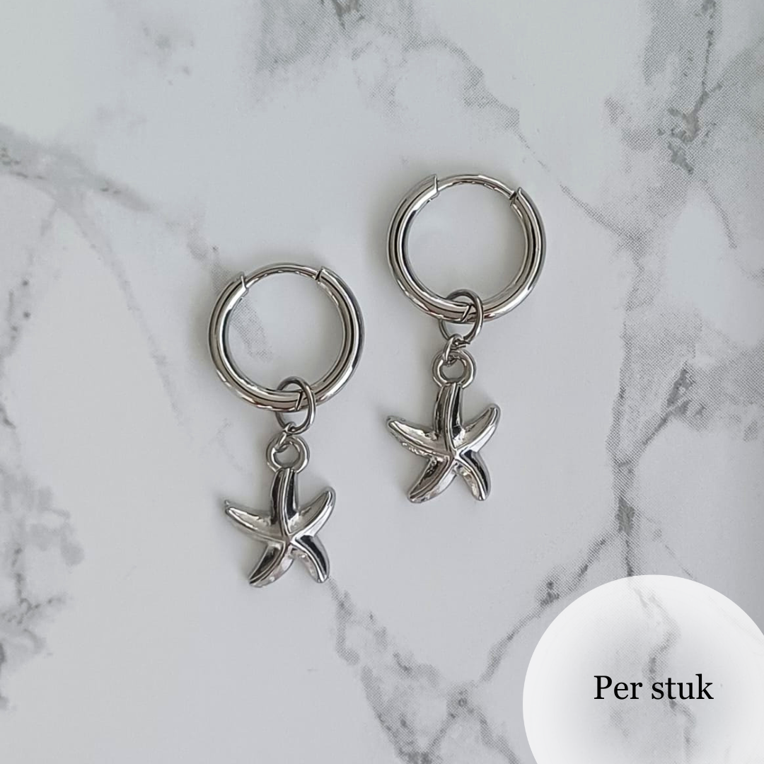 Mix & match bedel met RVS zeester zilverkleur