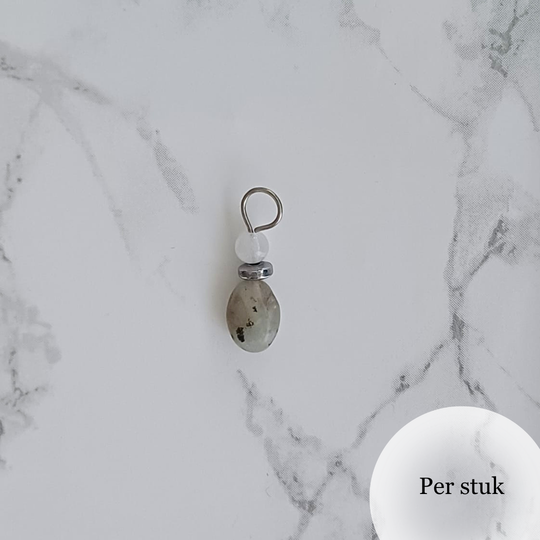 Mix & match bedel met witte Kwarts en Lotus Jaspis zilverkleur